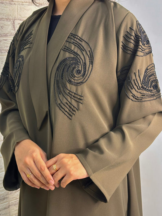 R018 Olive  Abaya Set