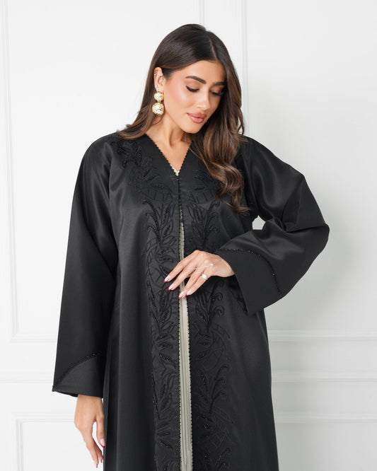 R183 Black elegant Designer  Abaya Set